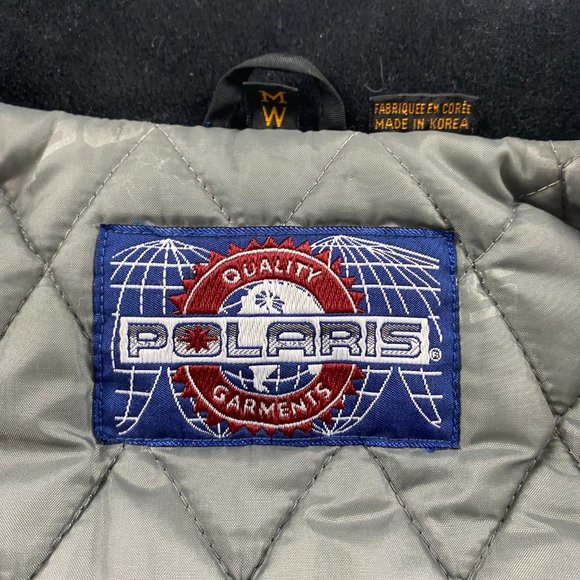 Vintage Polaris Snowmobile Jacket Coat Medium Women Black Blue Nylon Winter - Picture 9 of 16